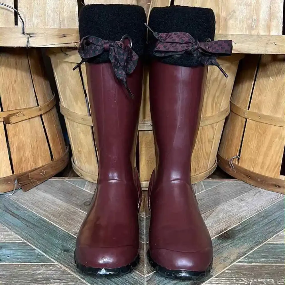 Bogs Alex Solids Burgundy Waterproof Lined Insulated Rain Boots Womens Size 8